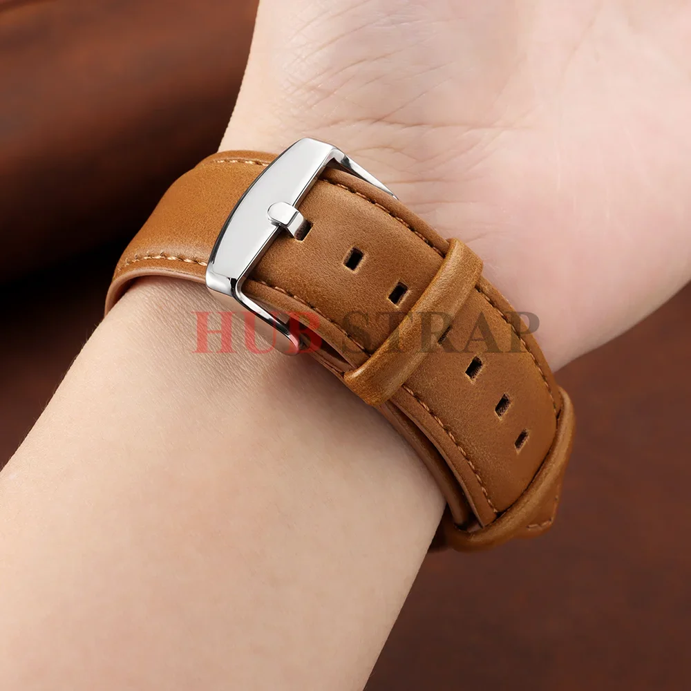 18mm 20mm 22mm Schnellverschluss Echtleder-Uhrenarmband für DW für Omega Schwarz Braun Rot Dornschließe Uhrenzubehör – Detail 6