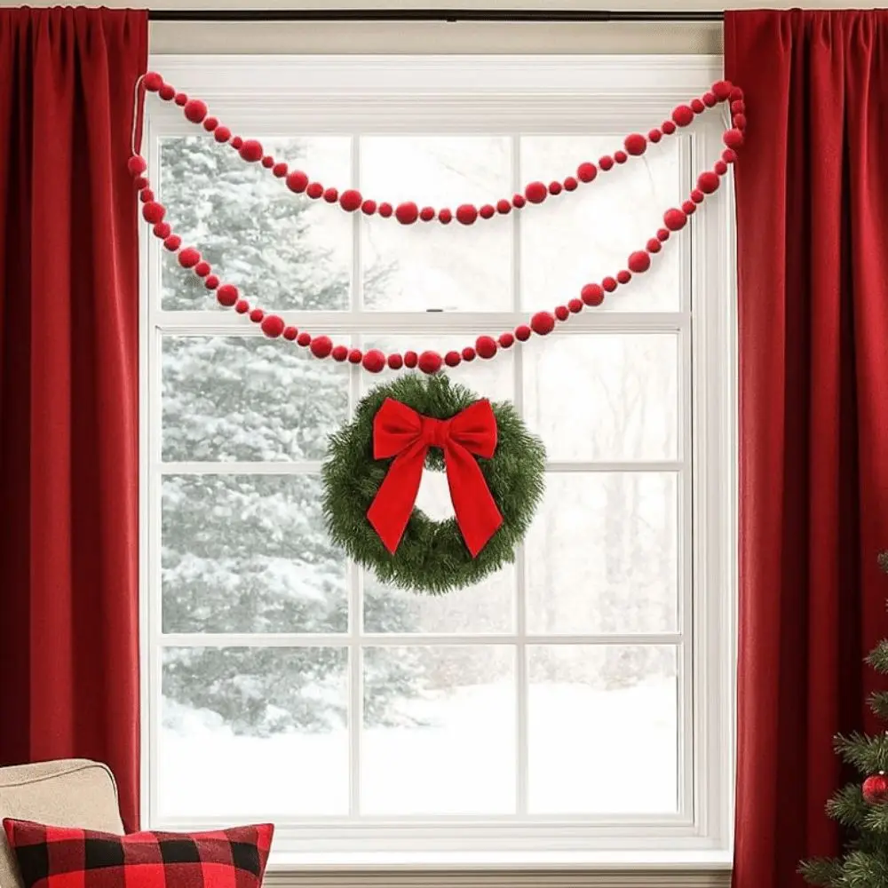 

2.75 Meters Xmas Hanging Pendant Realistic Decorative Christmas Bead Chain Foam Red Berry Pendant Gift Wrapping