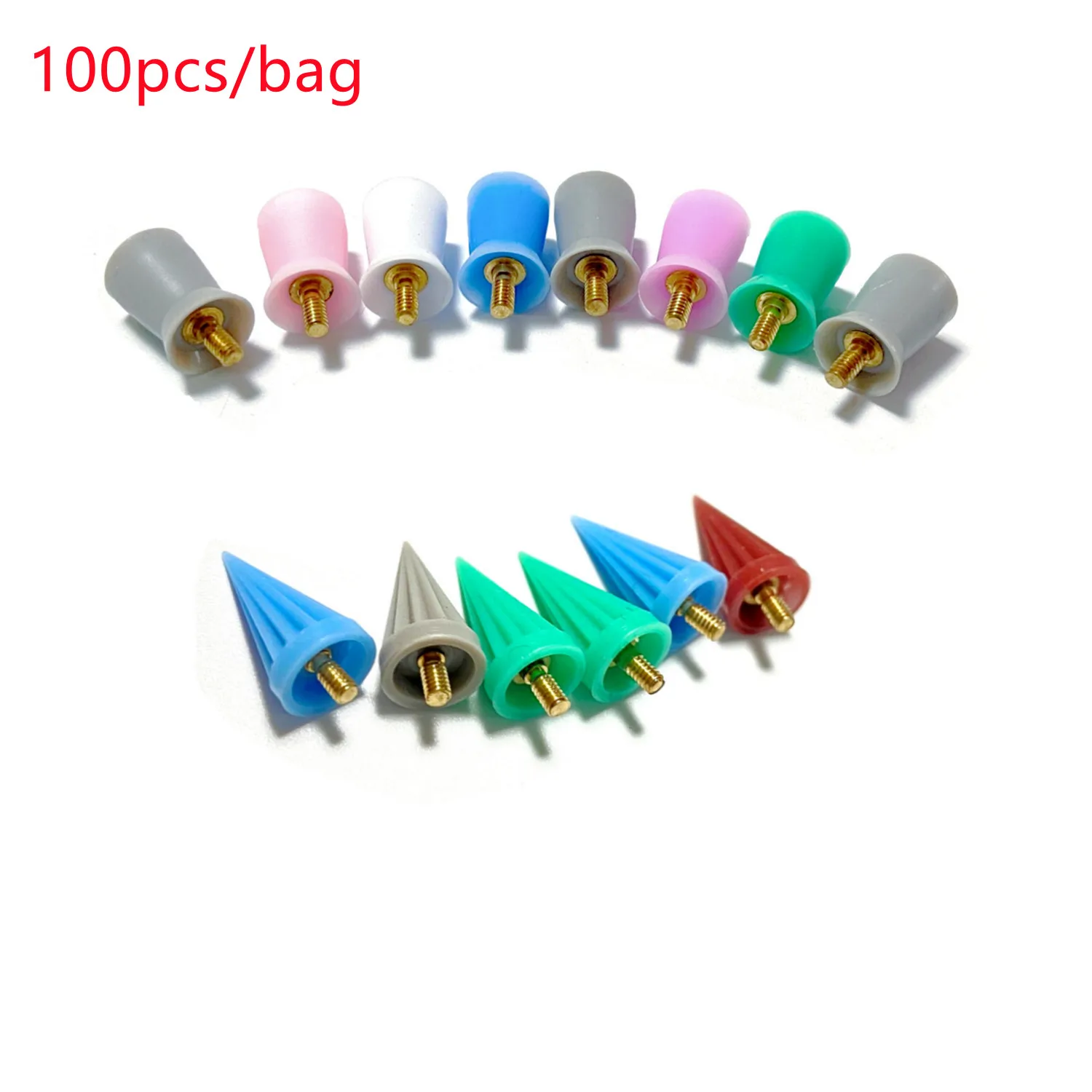 100pcs/bag Dental Polishing Cup Rubber Brush Latch Teeth Polisher Grinding Screw Color Dental Lab Tools