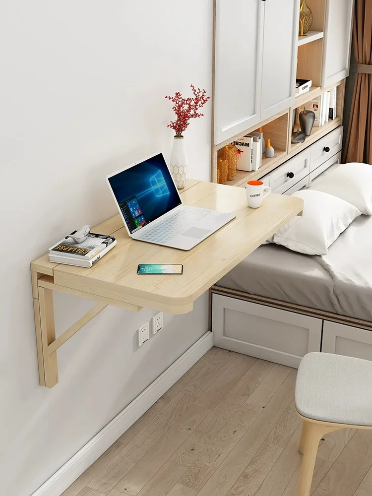 طاولة قابلة للطي من الخشب الصلب، طاولة معلقة على الحائط، جدار طعام، دراسة الكمبيوتر، معلقة على الحائط #2