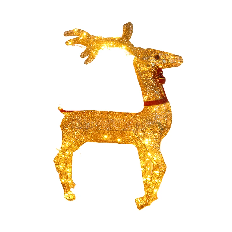 Christmas Deer Pulling Car Luminous Wrought Iron Deer Pulling Sleigh Car Christmas Large-scale Scene Ornaments Decoration Props