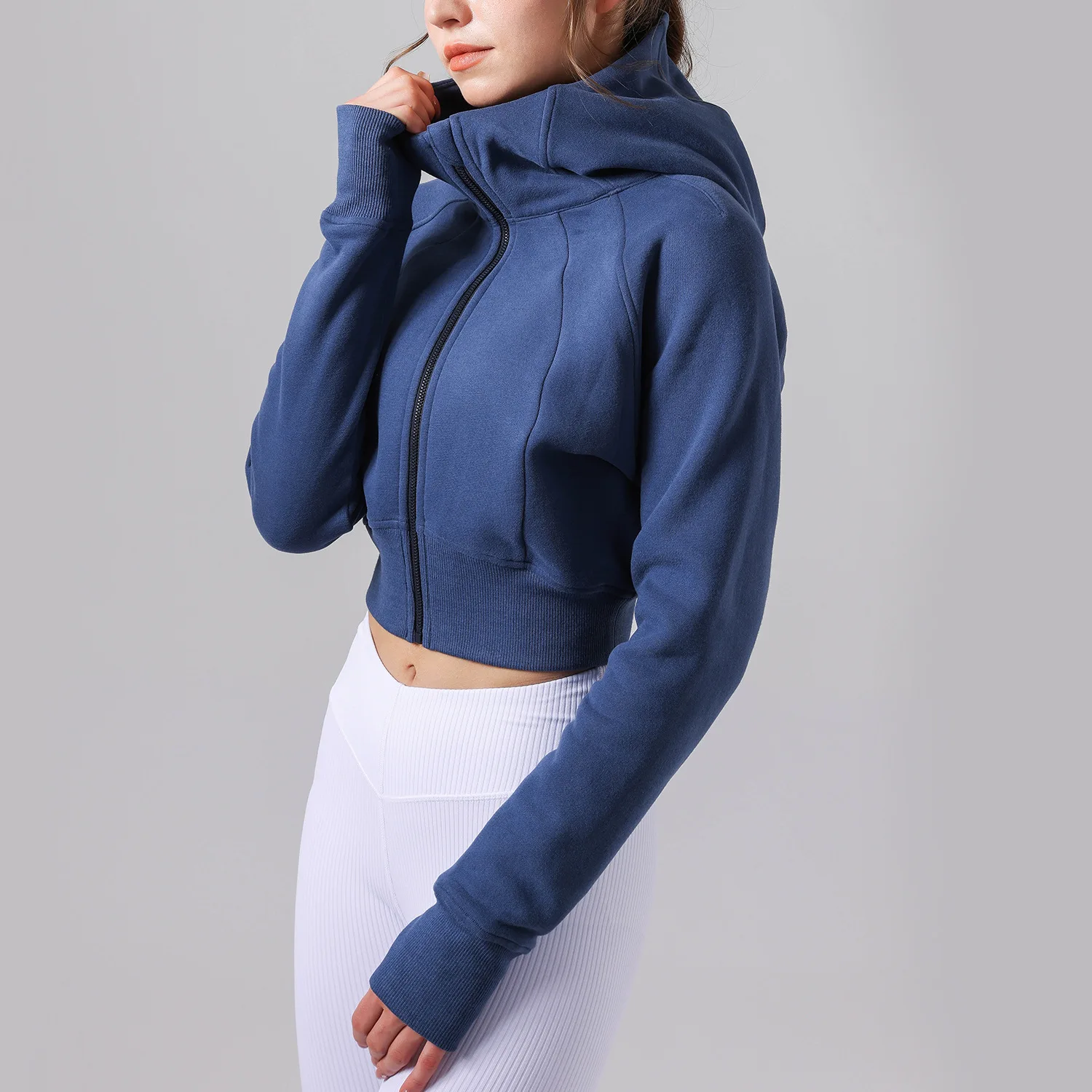 

Yoga Clothing Jacket Top Women's Hooded Fitness Sports Top Fleece-lined Warm Loose Jacket