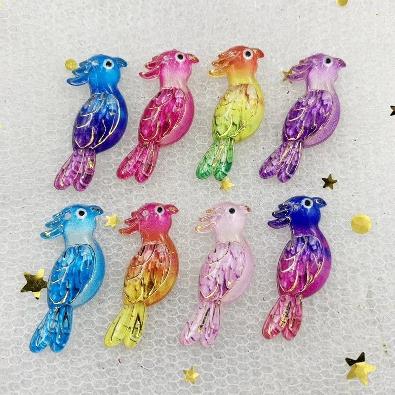 10PCS 13mm*29mm Acrylic Single Hole Parrot Flat Back Crystal Jewelry DIY Craft Embellishments Decorative Accessories