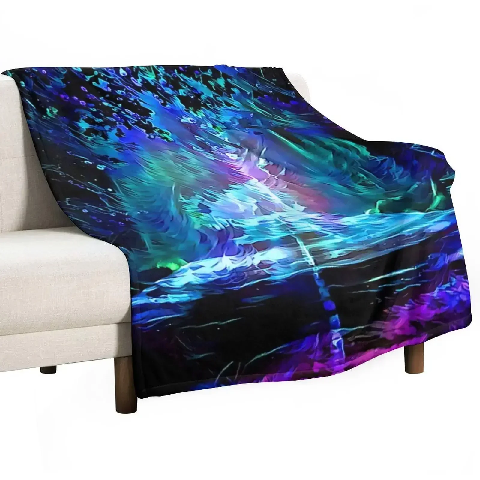 

Blacklight Night on Aurora Road Throw Blanket Blankets Sofas Of Decoration anime Sofas manga Blankets