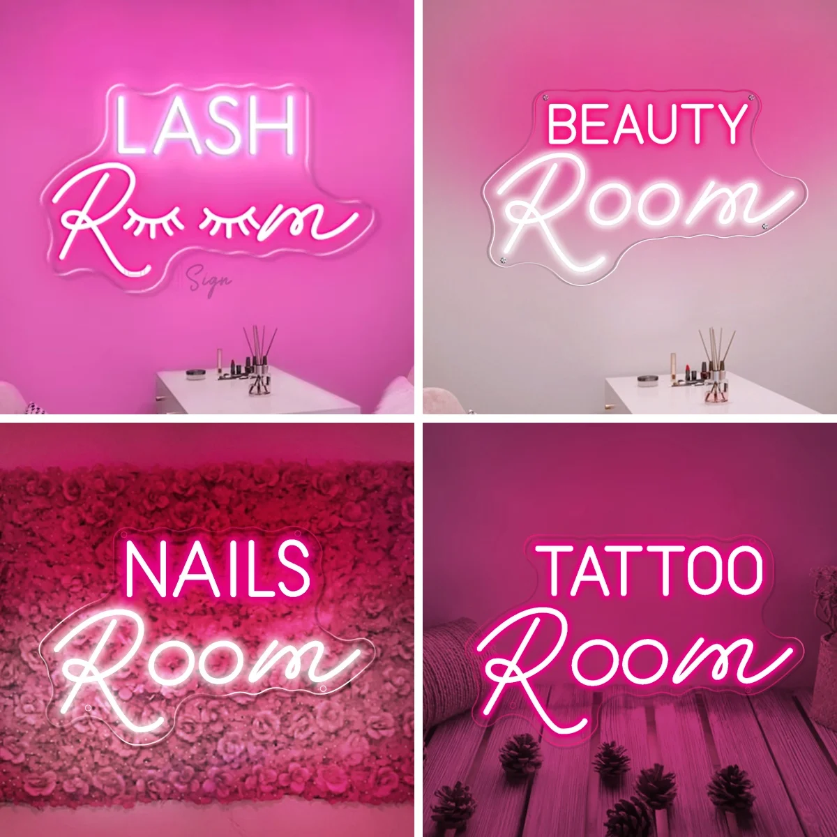 Lash Room Neon Sign USB Dimmable Nails Room Tattoo Open Outdoor Neon Led Light Lamp Beauty Salon Room Neon Light Wall Decoration