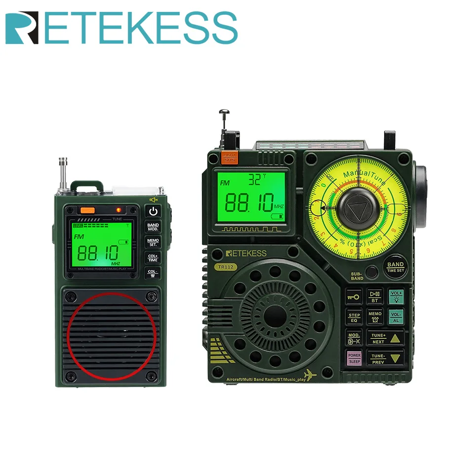 

Retekess TR112 Ham Radio Emergency Amateur Shortwave Radio SW AIR Band And TR111 Mini Ham Radio Multiband SW VHF WB Alarm Clock