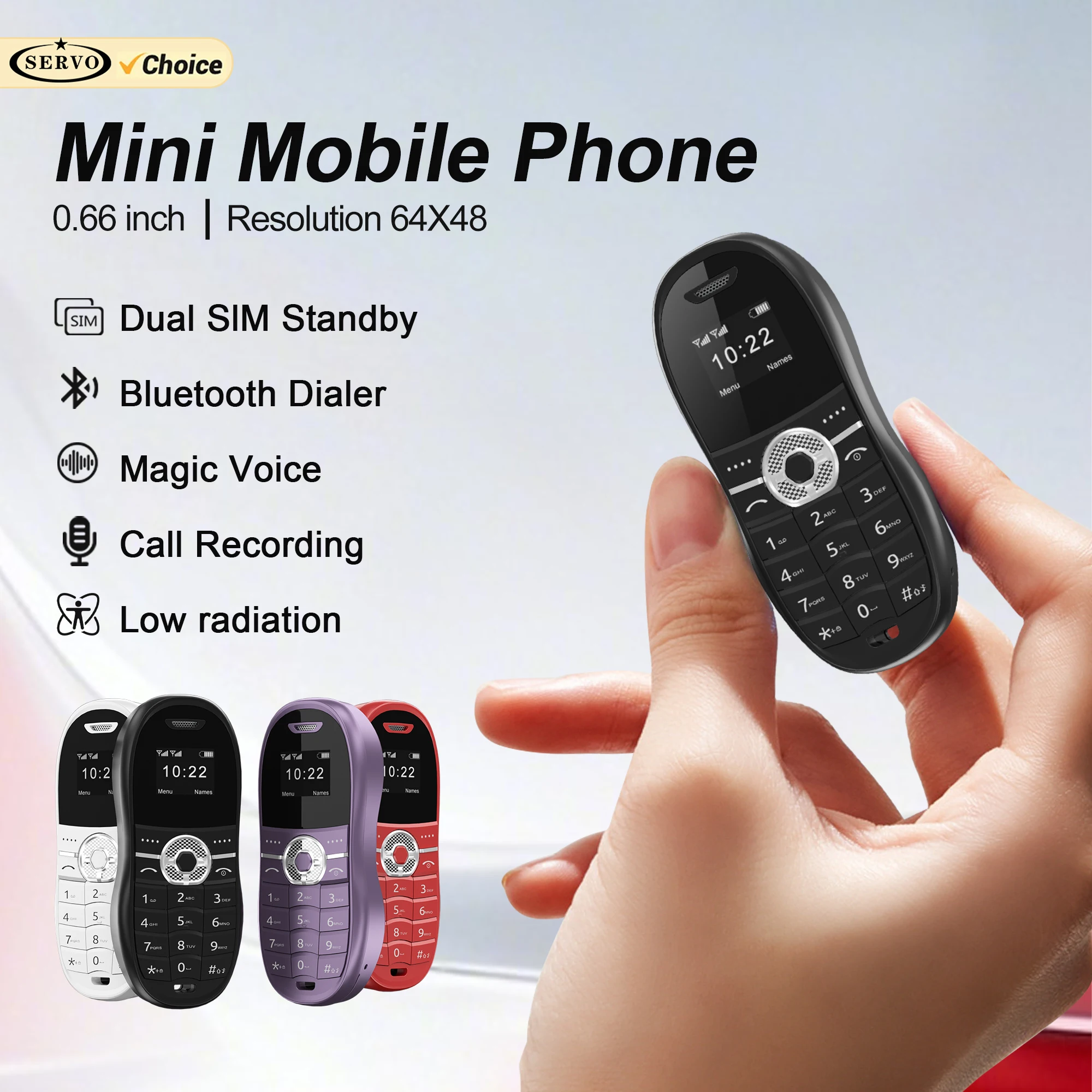SERVO X18 Car Style Mini Mobile Phone 2 SIM Standby Magic Voice Blacklist Call Recording Bluetooth Dial 2G Super Small Cellphone