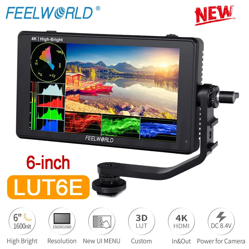 FEELWORLD LUT6E 6 Inch 1600nit Ultra Bright IPS Touch Screen 3DLUT HDMI-Compatibled Camera Field Monitor Full HD1920x1080