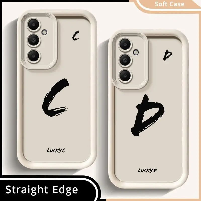 phone cases for Samsung Galaxy A55 A34 A25 A12 A35 A23 A24 A14 A54 A13 Angel Eye Ladder funda Cover Elegant Ink Letters Cool C D