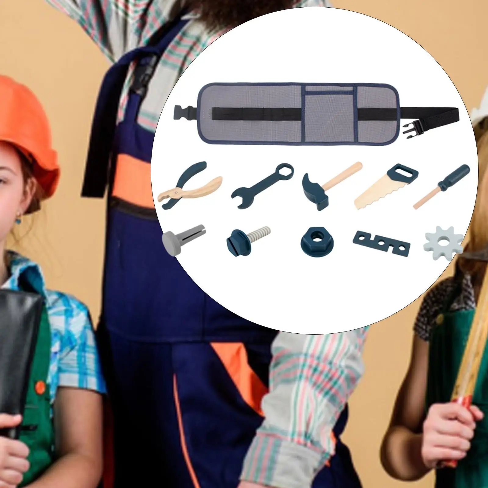 Gereedschapsriem voor kinderen, houten constructieset voor verjaardagscadeaus, kleuters