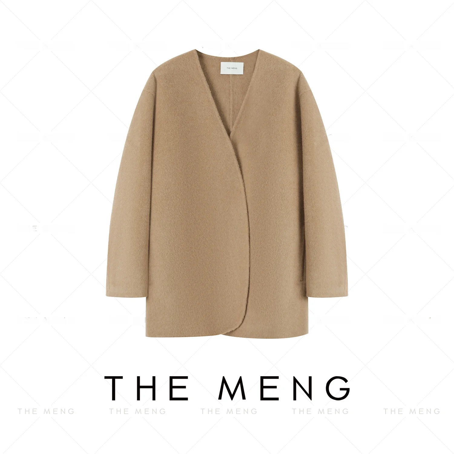 

Ткань для женских костюмов Meng Late Song A-La-an из верблюжьего пуха и мериносовой шерсти, уникальная, роскошная, для повседневной носки, с V-образным вырезом, длинный рукав