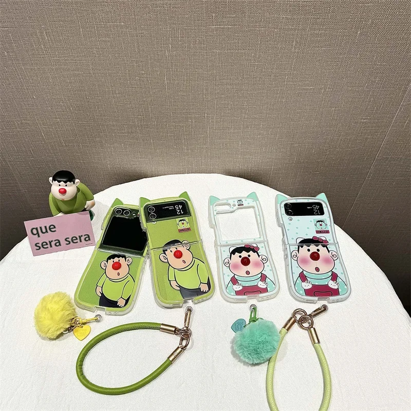 

Cute Cat Ears Cartoon Boy Phone Case for Samsung Galaxy ZFlip3 ZFlip4 ZFlip5 ZFlip6 Hard PC Back Cover for Z Flip 6 Case Shell