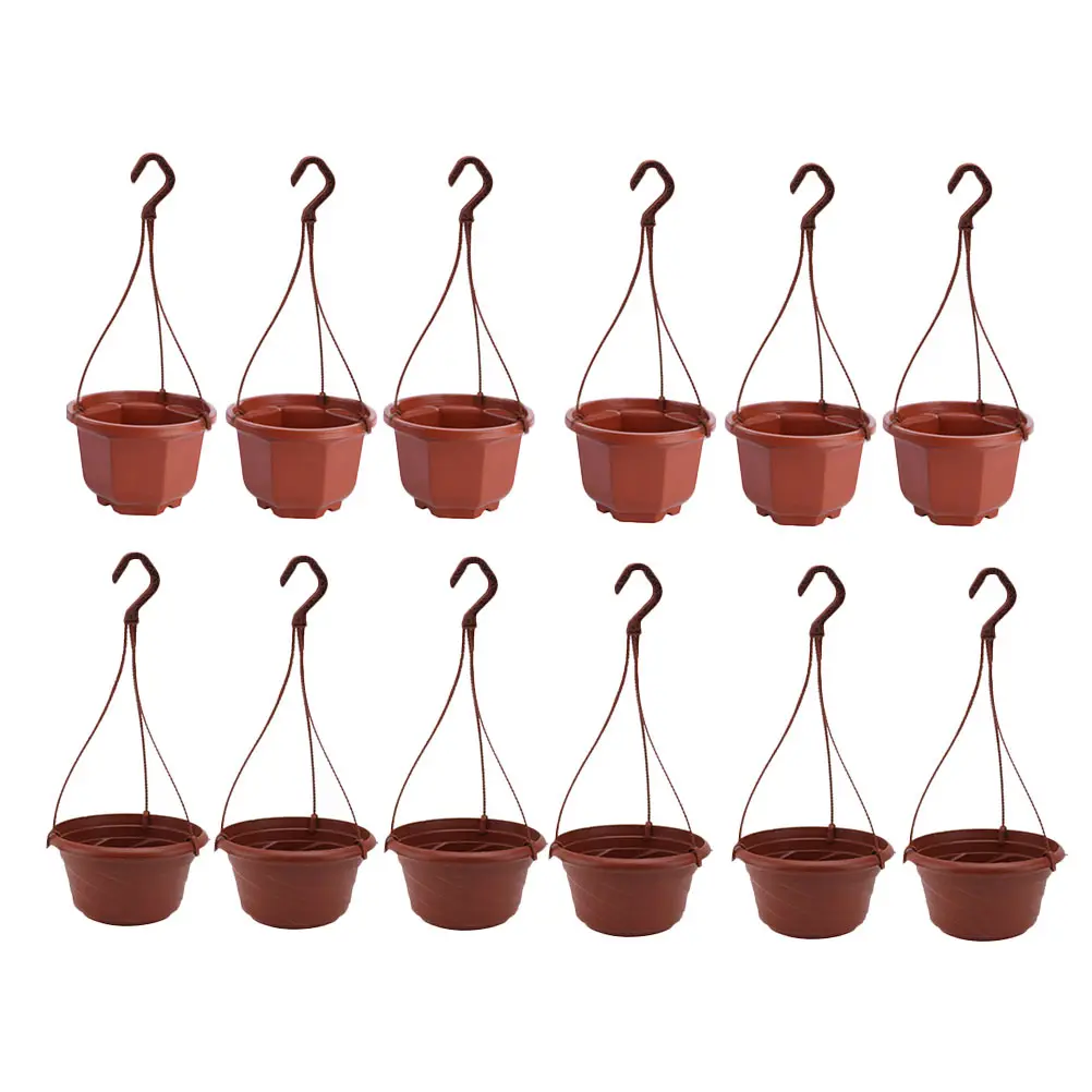

12Pcs Plastic Flower Pots Hanging Thick Wear-Resistant Garden Plant Holders Balcony Plant Container Set for Home Office