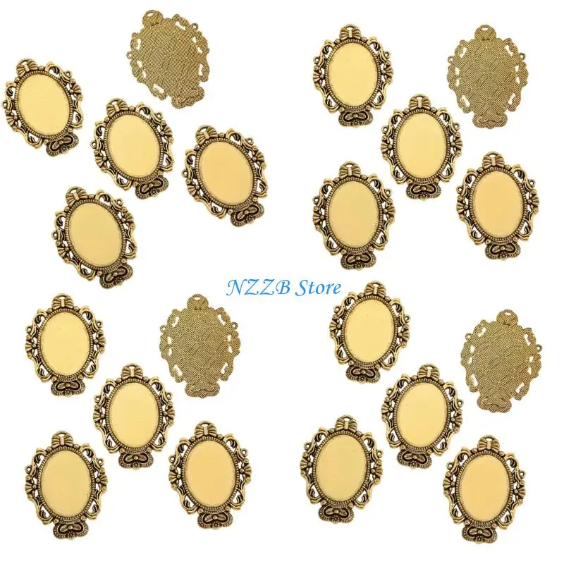 

T21F 20 Pack Oval Pendant Trays Support Base Pendant Making Accessories Craft Supplies Set Suitable for Jewelry Crafting