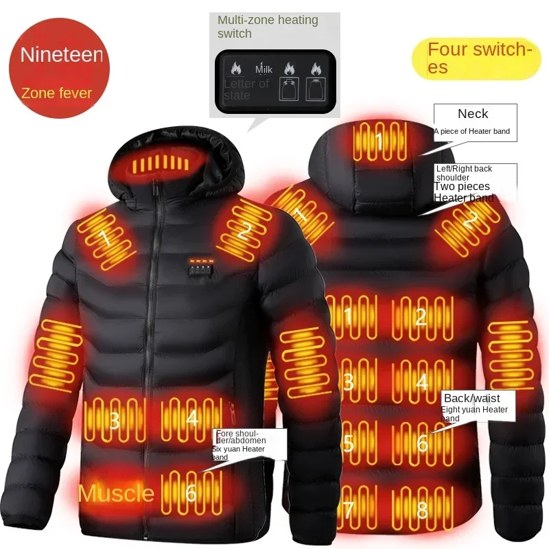 2024 Zone 11 and Zone 15 Smart Heating Jacket USB Smart Charging Heating Cotton Coat Winter Down Cotton Warm Electric Jacket