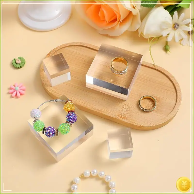 For Display Purposes 16 Pcs Clear Acrylic Block Stand Square Polished Jewelry For Display Base Showcase Blocks