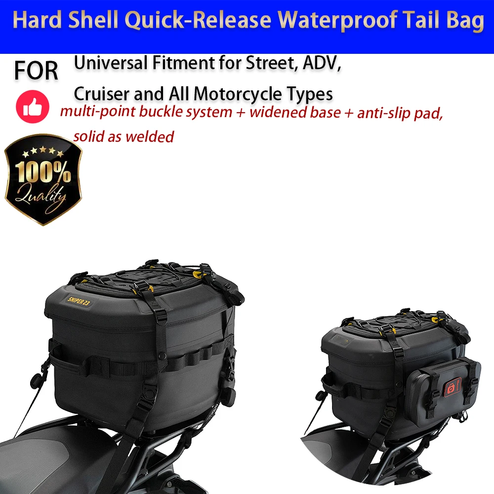 For Motorcycle Hard Shell Waterproof Tail Bag Quick Release 30-55L Large Capacity Helmet No-Drill Accesorios Moto