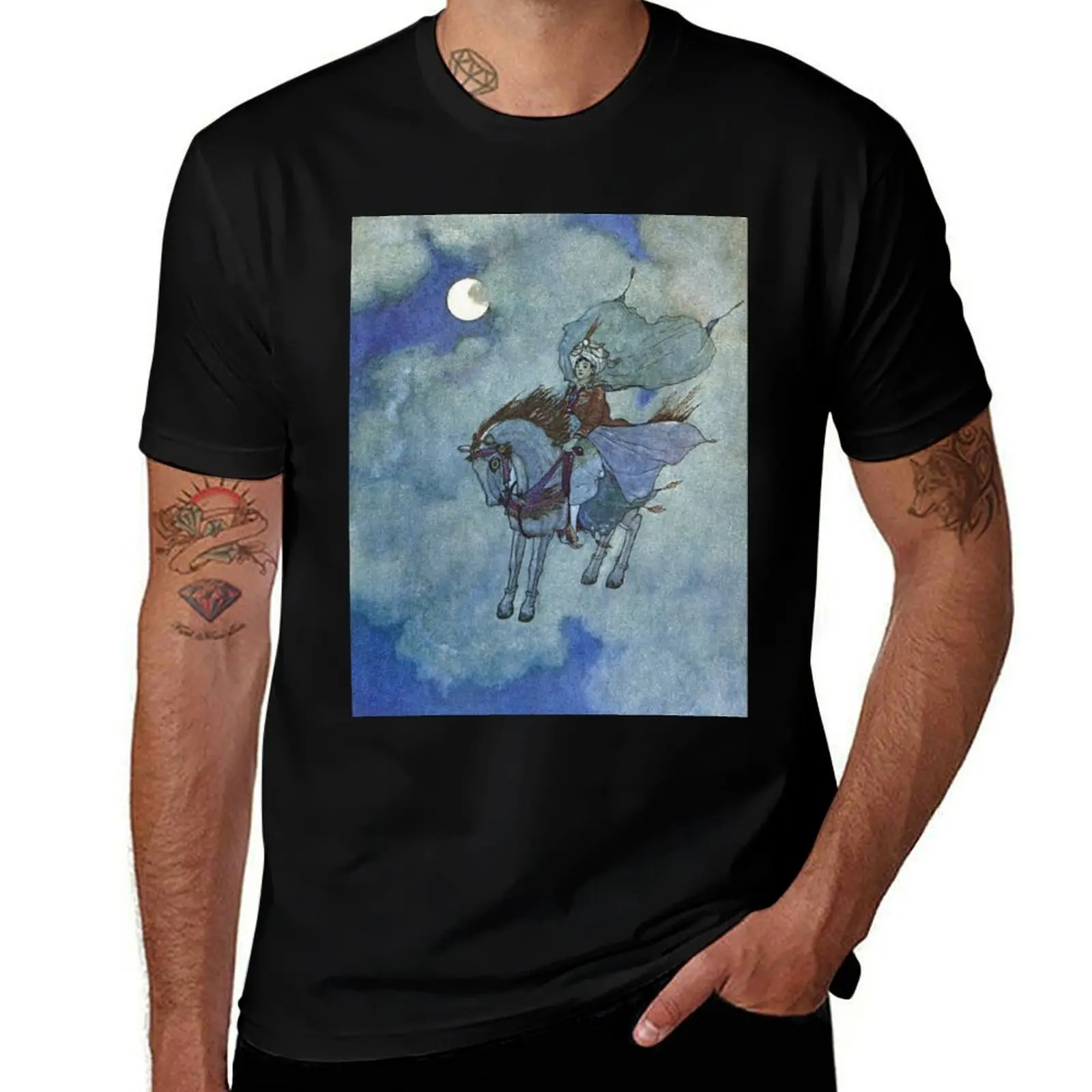 “The Magic Horse” by Edmund Dulac T-Shirt Breathable Basic Cotton T-Shirt