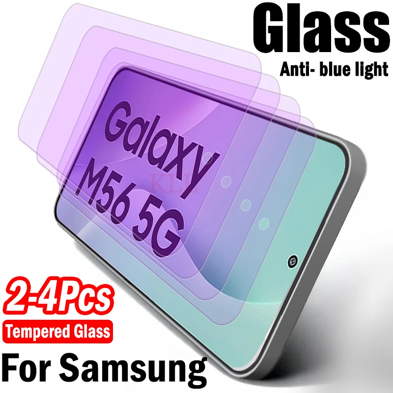 2-4 Pezzi Di Vetro Temperato Anti Luce Blu Per Samsung Galaxy M56 M07 M17 M36 M26 M16 M06 M55 M35 M15 M05 M54 M34 Proteggi Schermo-image