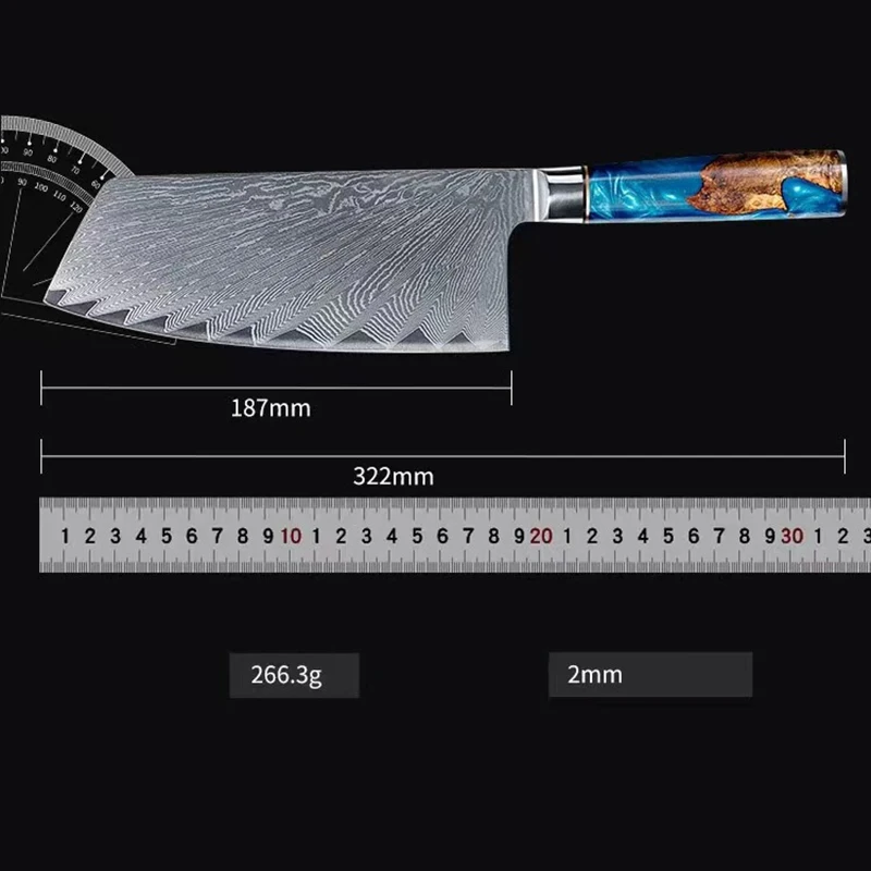 Slicing Knife Resin & Wood Handle 67 Layer Damascus Steel Blade Sharp Chef Cleaver Slicing 10Cr15MoV Kitchen Knife Cooking Tools