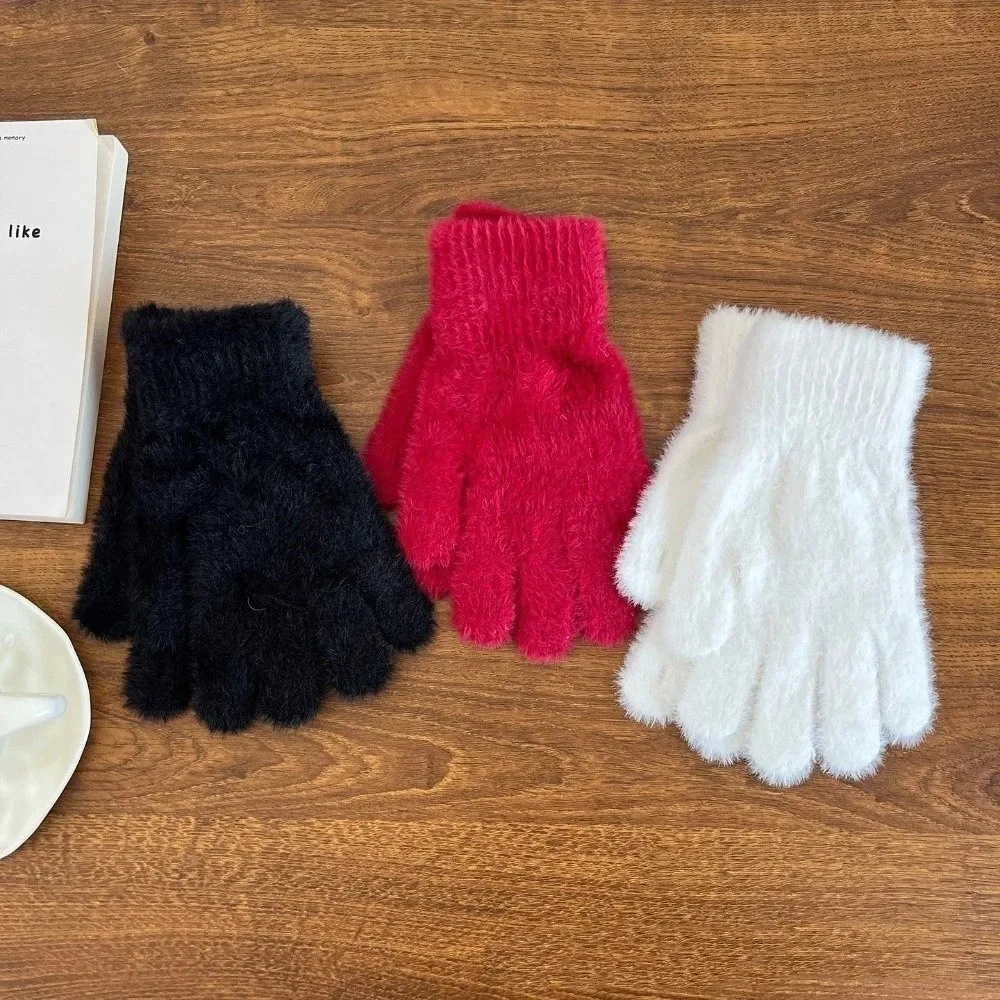 新しい肥厚フリース 5 本指手袋防風保温タッチスクリーン手袋防寒サイクリング手袋女性