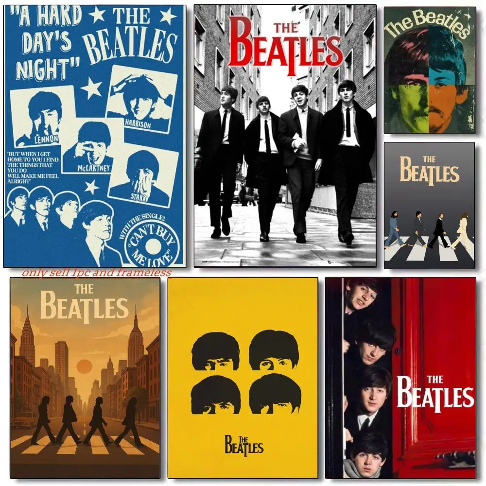 Cool Boy Rock Music T-The Beatles Band Poster Premium PP Wall Decal - Peel & Stick, HD Print, Waterproof Home Decor