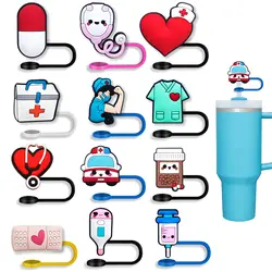 12 Pcs Nursing Straw Covers Cap for Stanley Cup 30&40 Oz, Tumbler, Water Bottle Silicone Straw Topper Fits 10mm Reusable Straws