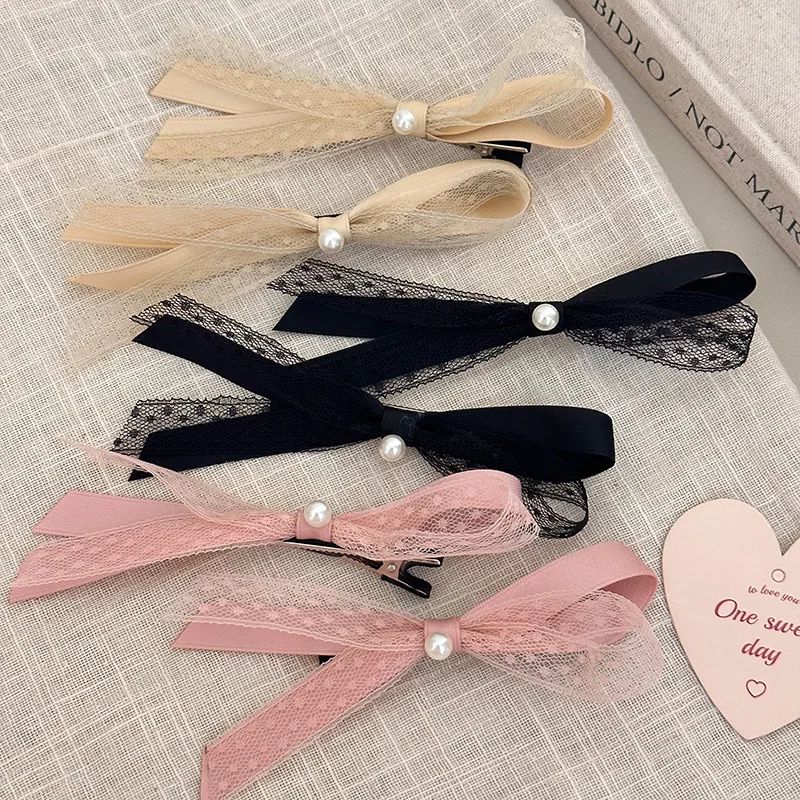 Hair accessories for girl women pins and clips bow trendy leading fashion korean sweets kpop new in ribbon fairy pearl 2024 cute