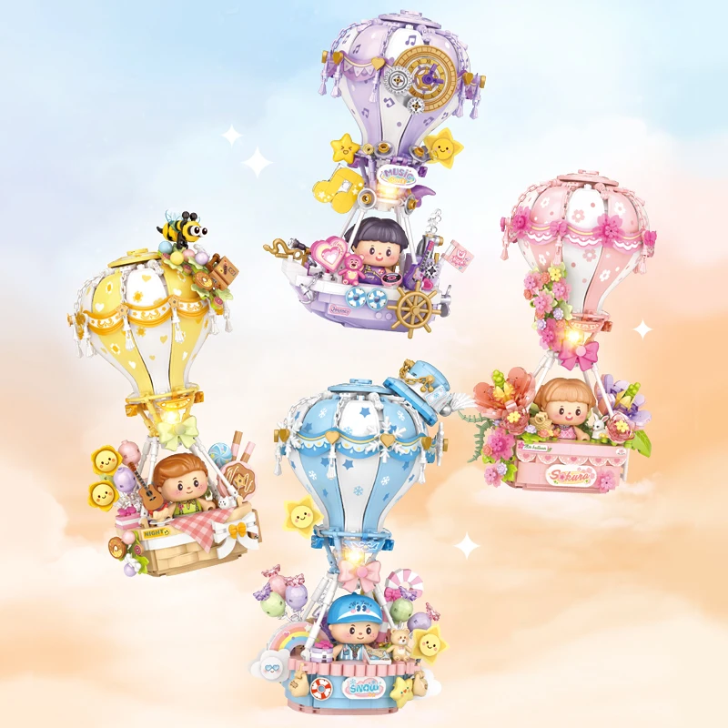 LOZ Coco Adventure Cherry Blossom Hot Air Balloon Building Blocks DIY Model STEM Home Decor Birthday Christmas Gift Kids Girls