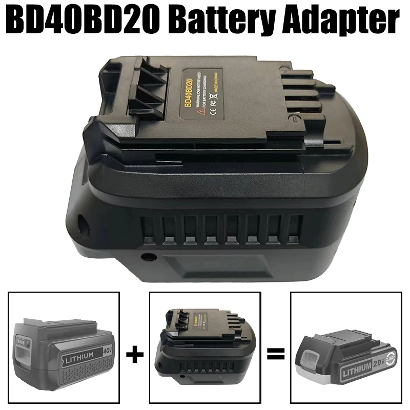 

Convert To for Black&Decker 20V Battery,for Black&Decker 20V Cordless Tools BD40BD20 Adapter for Black&Decker 36V 40V Battery