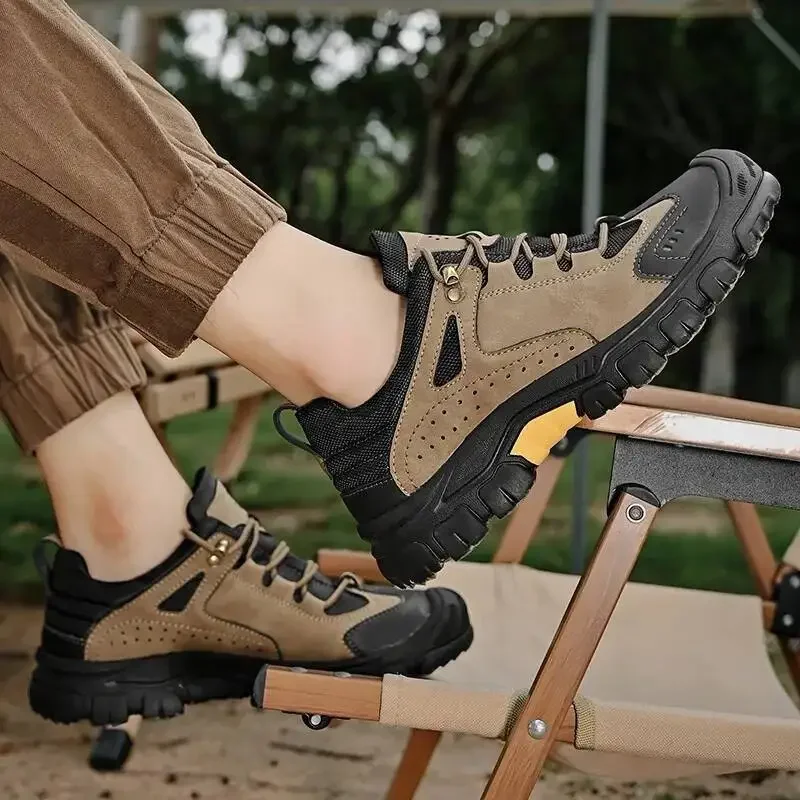 

Осенняя обувь для скалолазания, мужская походная обувь, противоскользящая рабочая обувь на мягкой подошве с закрытым носком, с низким берцем, на шнуровке, на толстой подошве, уличная обувь 2025 г.