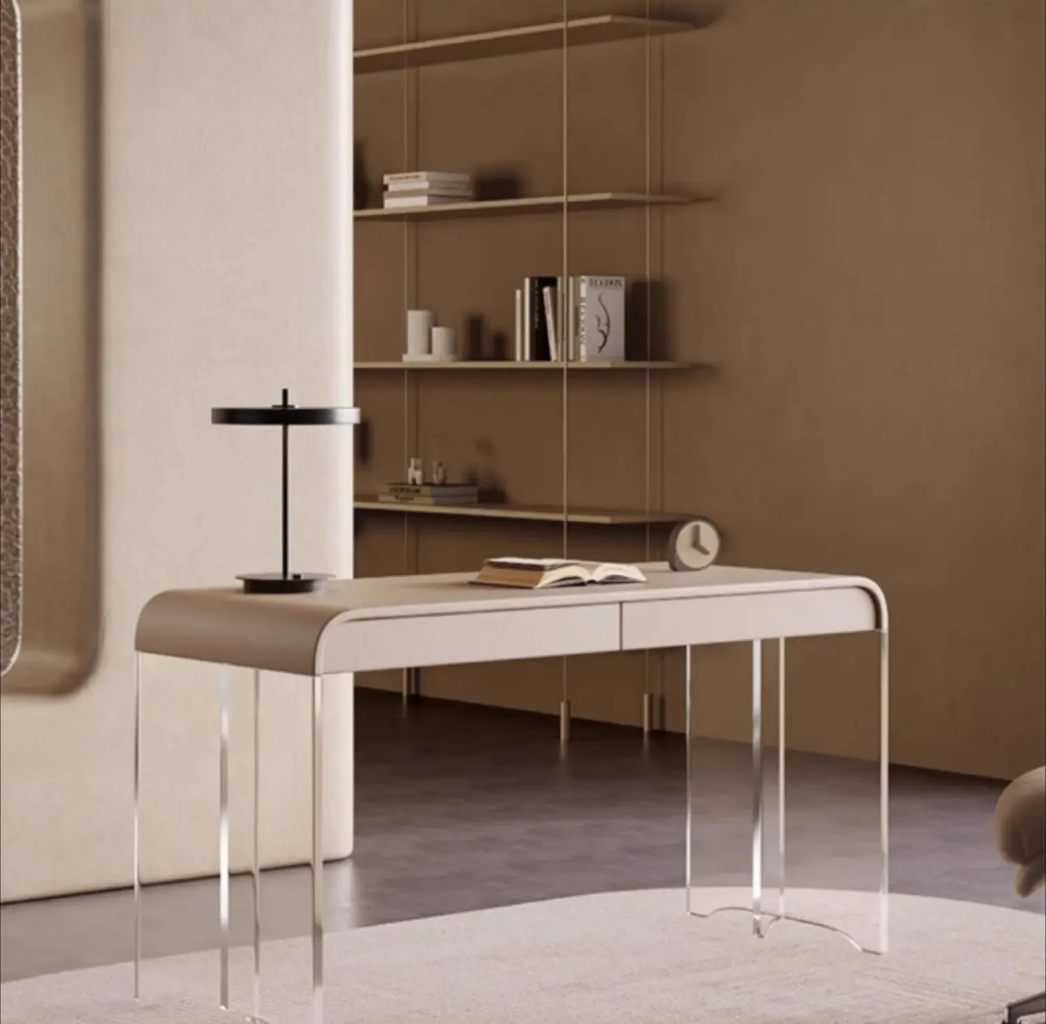 HXL cream wind suspension desk modern simple acrylic small apartment household dresser writing desk