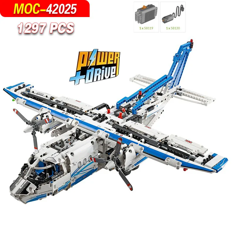 MOC42025-1 Frachtflugzeug-Baustein-Modellbausatz - 1297 Teile Technisches Ingenieurwesen Allgemeine Konstruktionsspielzeuge Pädagogisches DIY-Geschenk
