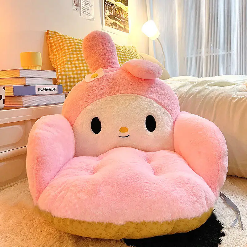 

Melody Kuromi Cinnamoroll Winter Plush Half Surrounded Black Cartoon Cushion Backrest Dormitory Office Non-slip Chair Cushion