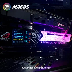 RGB VGA Holder 3090/4090 GPU Bracket 2.2 Inch IPS LCD Display Temperature Detection ROG Video Card Support PC Gaming AURA SYNC