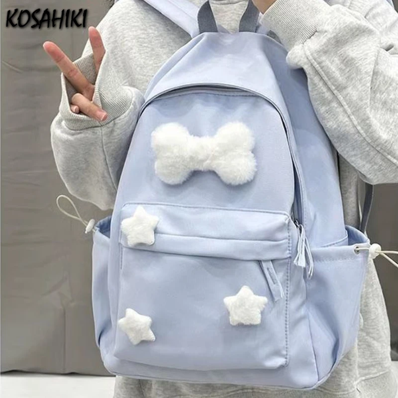 Mochila japonesa Kawaii Star para mujer, morral escolar informal que combina con todo, moda para estudiantes, estética Y2k