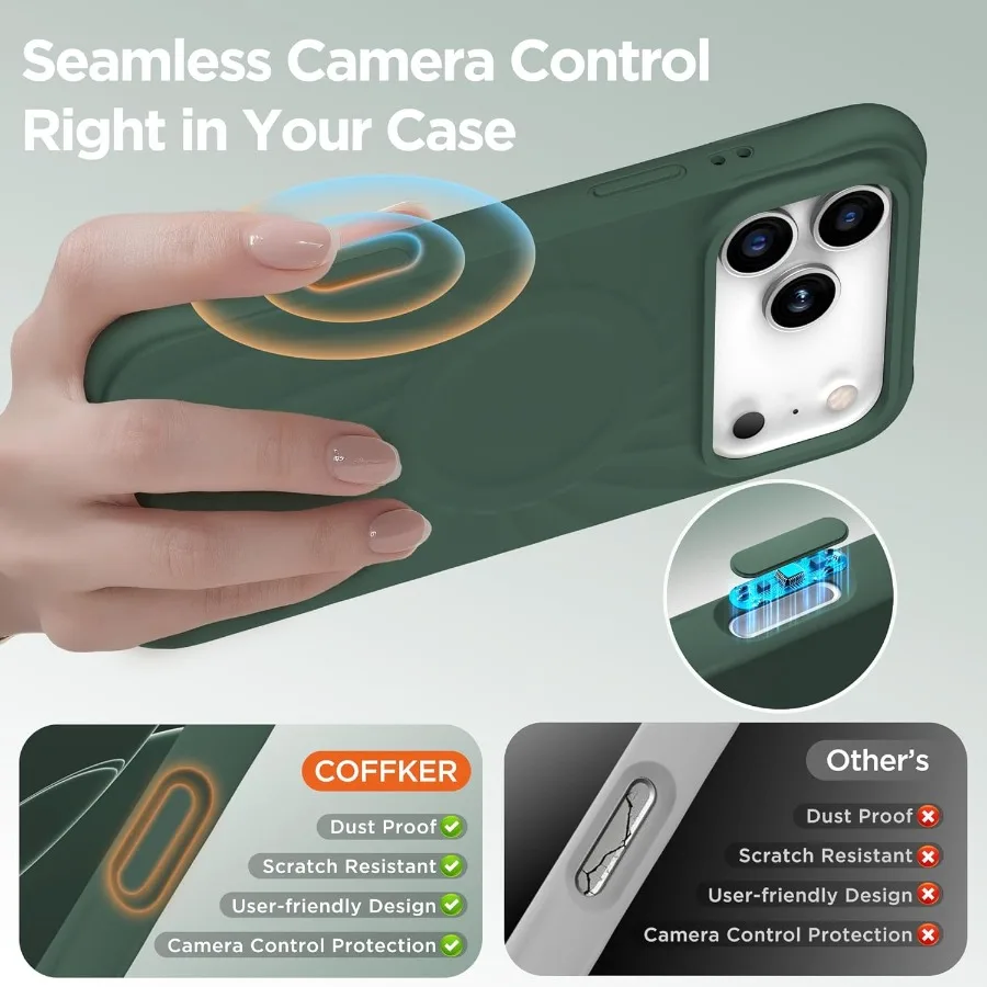 حافظة مغناطيسية واقية مضادة للصدمات لهاتف آيفون 17 برو ماكس 6.9 مع كاميرا سيليكون مدمجة متوافقة مع MagSafe