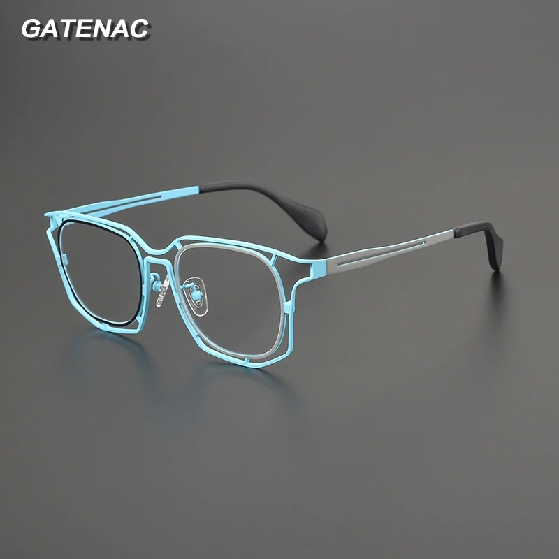 

Gatenac High Quality Pure Titanium Glasses Frame Men Designer Handmade Eyeglasses Frame Women Vintage Luxury Brand Eyewear