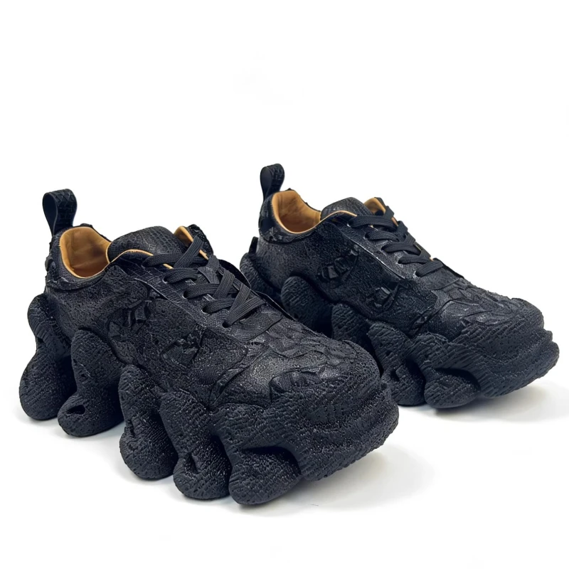 

Мужские повседневные спортивные кроссовки с 3D-печатью, оригинальный новый дизайн, амортизирующие, с мягкой подошвой из ТПУ, увеличивающие рост, в стиле «папины туфли»