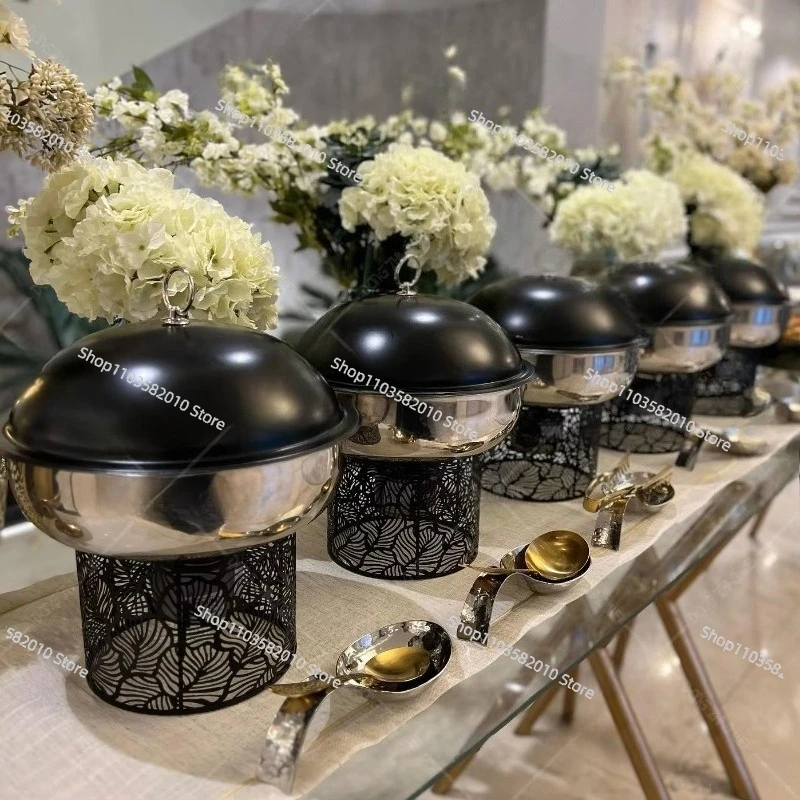 

Hotel New Design Quality Luxury Fancy Food Heater Server Hot Pot Buffet Set Food Heater Set 4.5LBlack Hot Pot
