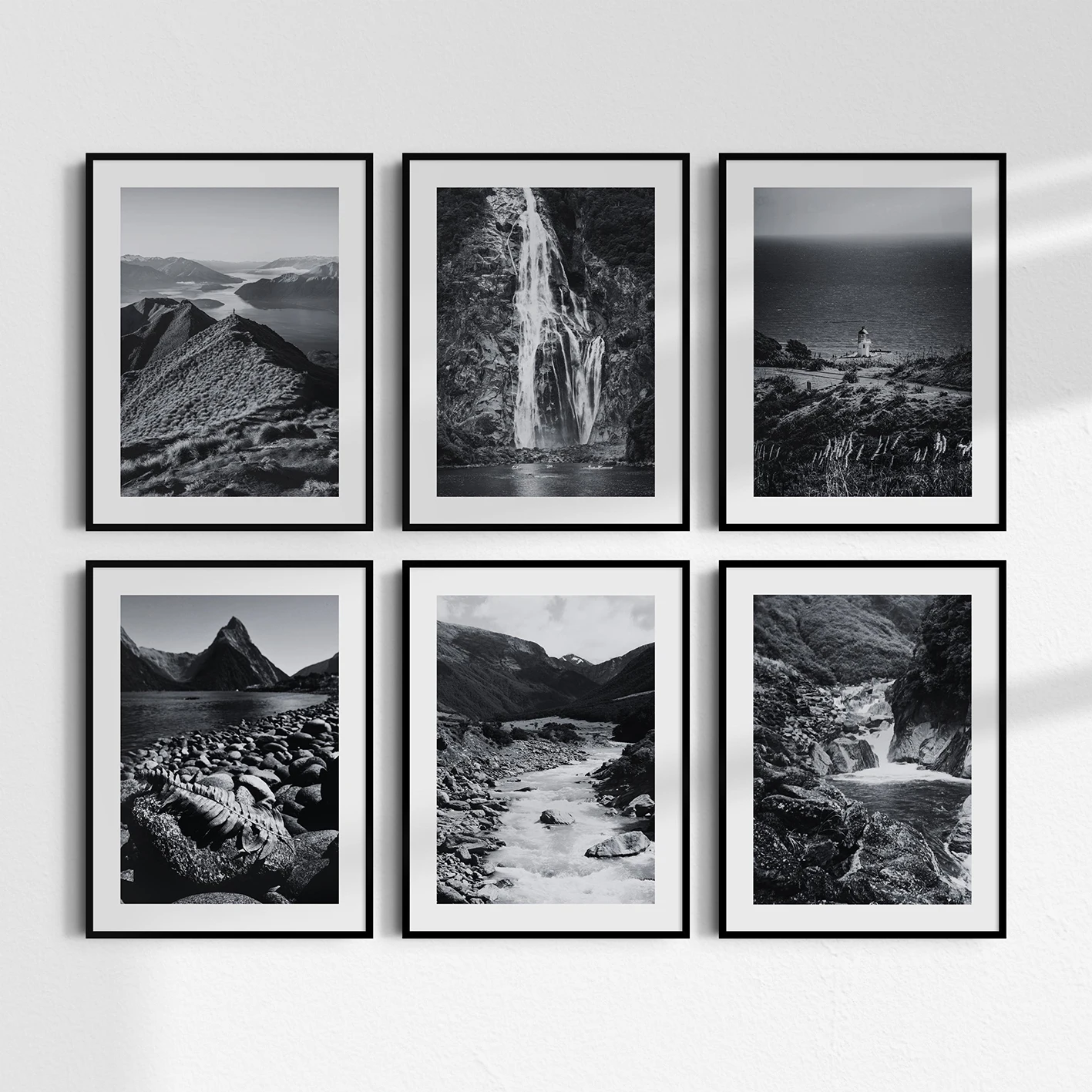 A set of 6 black and white photographs of New Zealand Wellington city tourism wall art canvas prints YS posters home decoration