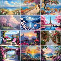 RUOPOTY Painting By Numbers Draw flowers scenery Oil Crafts Pictures Canvas Wall Art Acrylic Coloring By Numbers Drawing Brushes
