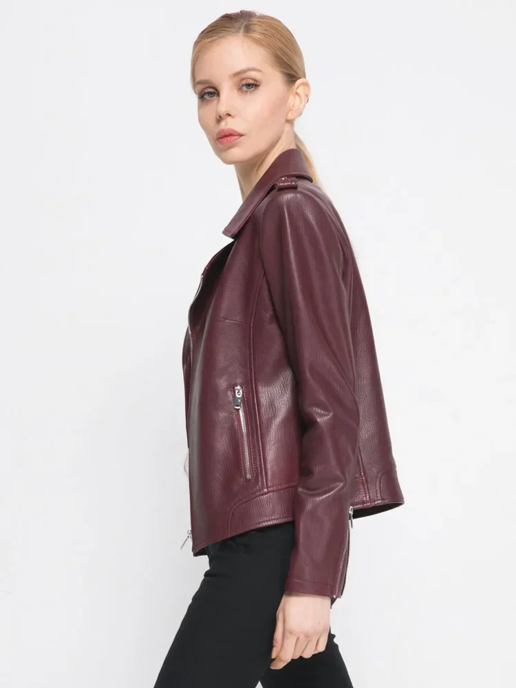 Fashion High Quality Real Leather Jacket Women Spring Autumn 2024 Motorcycle Genuine Female Sheepskin Coat Cuero Genuino Zjt1626