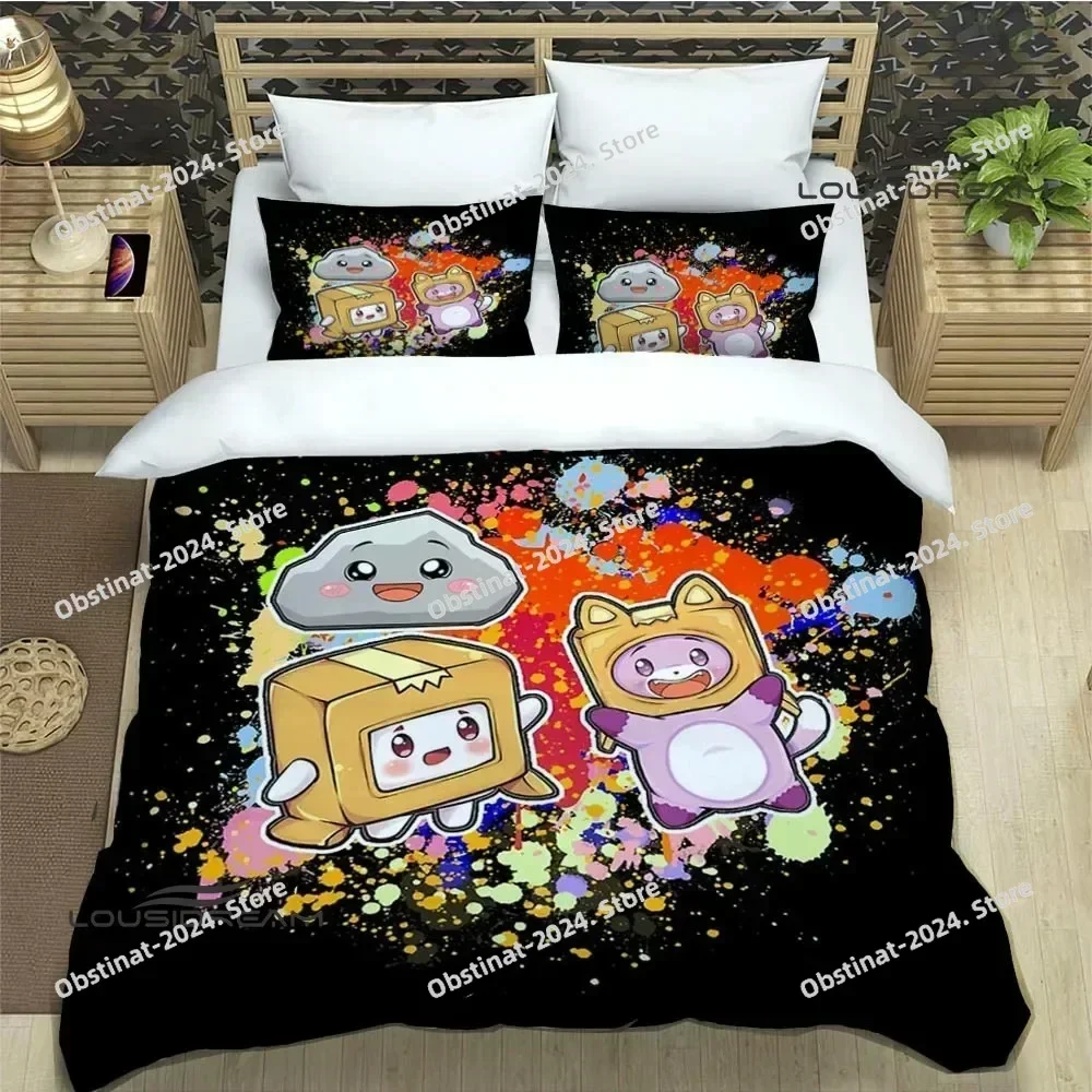 Cute Lankybox Foxy Boxy Bedding Set Print single Comforter Quilt Bed Cover Duvet Cover Pillow Case 3 Pieces Sets Kids Adult Size