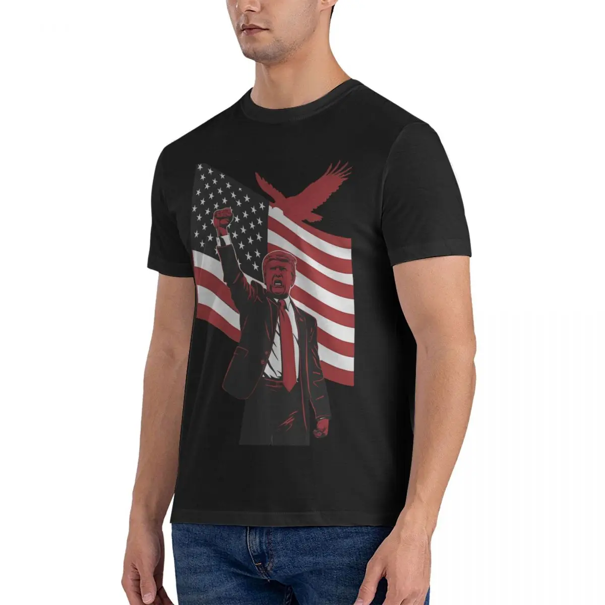 Leisure Donald Trump Assassination Attempt 2024_2 T-Shirts for Men Crew Neck 100% Cotton Donald Trump Birthday Present Clothing