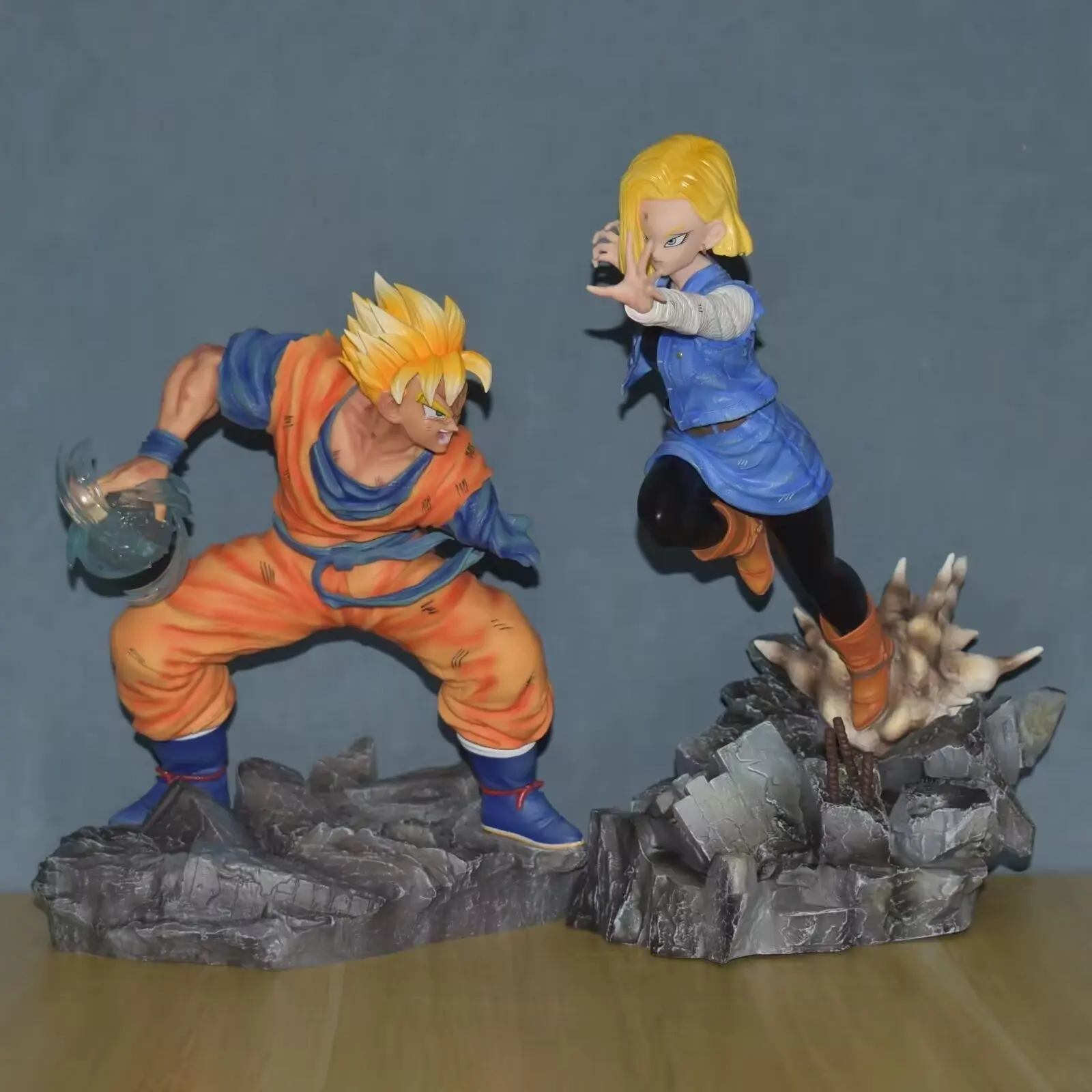 Anime Dragon Ball Z Super Saiyan Son Gohan Android 18 Lazuli Battle Ver. PVC Action Figure Statue Collection Model Toys Doll