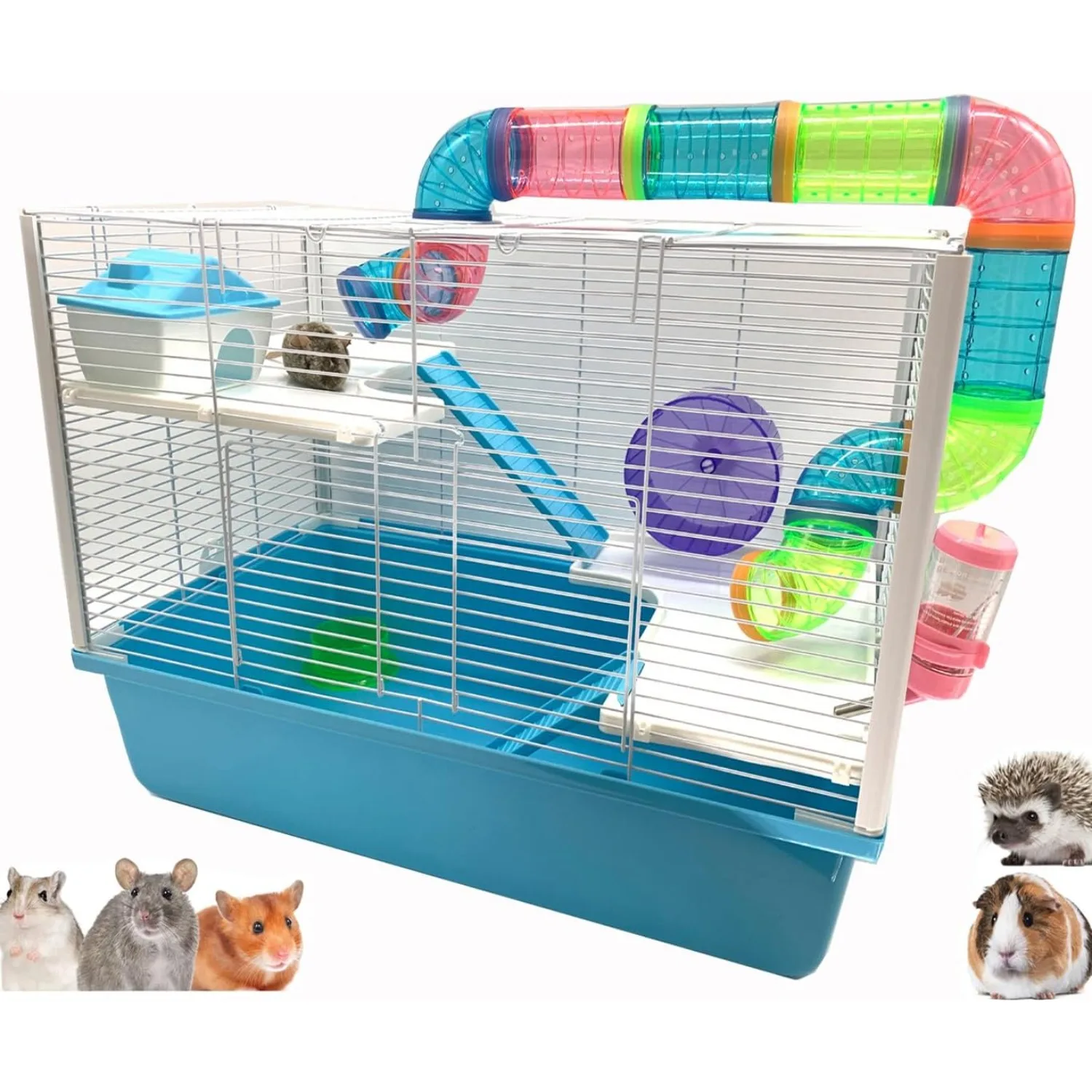 

Extra Large Multi-Floors Expandable Hamster Mansion Rat House Critter Home Cage with Hide House Excerise Running Wheel Food Bowl