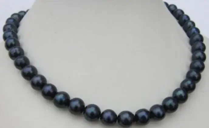 

noble jewelr CHARMING 8-9MM SOUTH SEA BLACK NATURAL PEARL NECKLACE 14K YELLOW CLASP