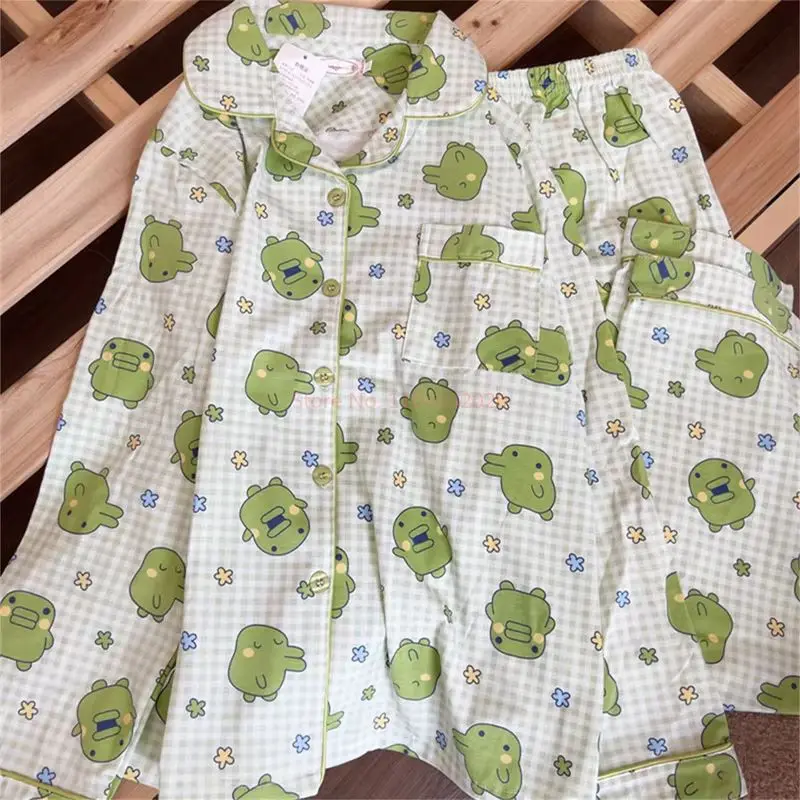 타마고코 마미지 여성용 한국 스타일 긴팔 잠옷 귀여운 큰 입 디자인 봄 가을 겨울 홈웨어 여름 패션