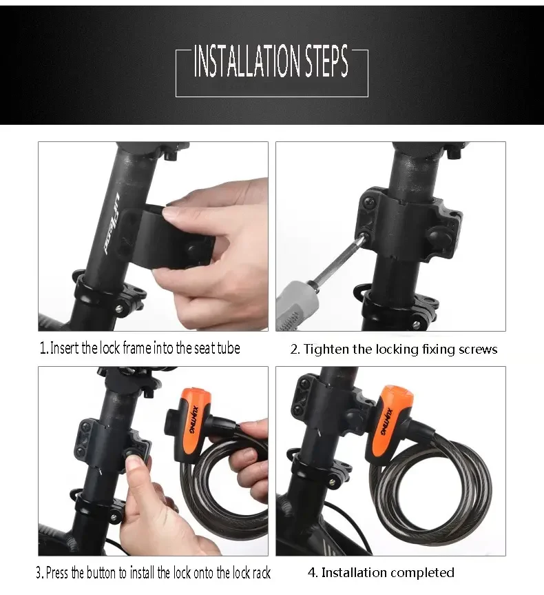 Fahrrads chloss Diebstahls icherung Mountain Road Fahrrad Draht Kettens chloss Schlüssel Sicherheit Diebstahls icherung Gürtel halterung Roller Fahrrads chloss – Detail 5
